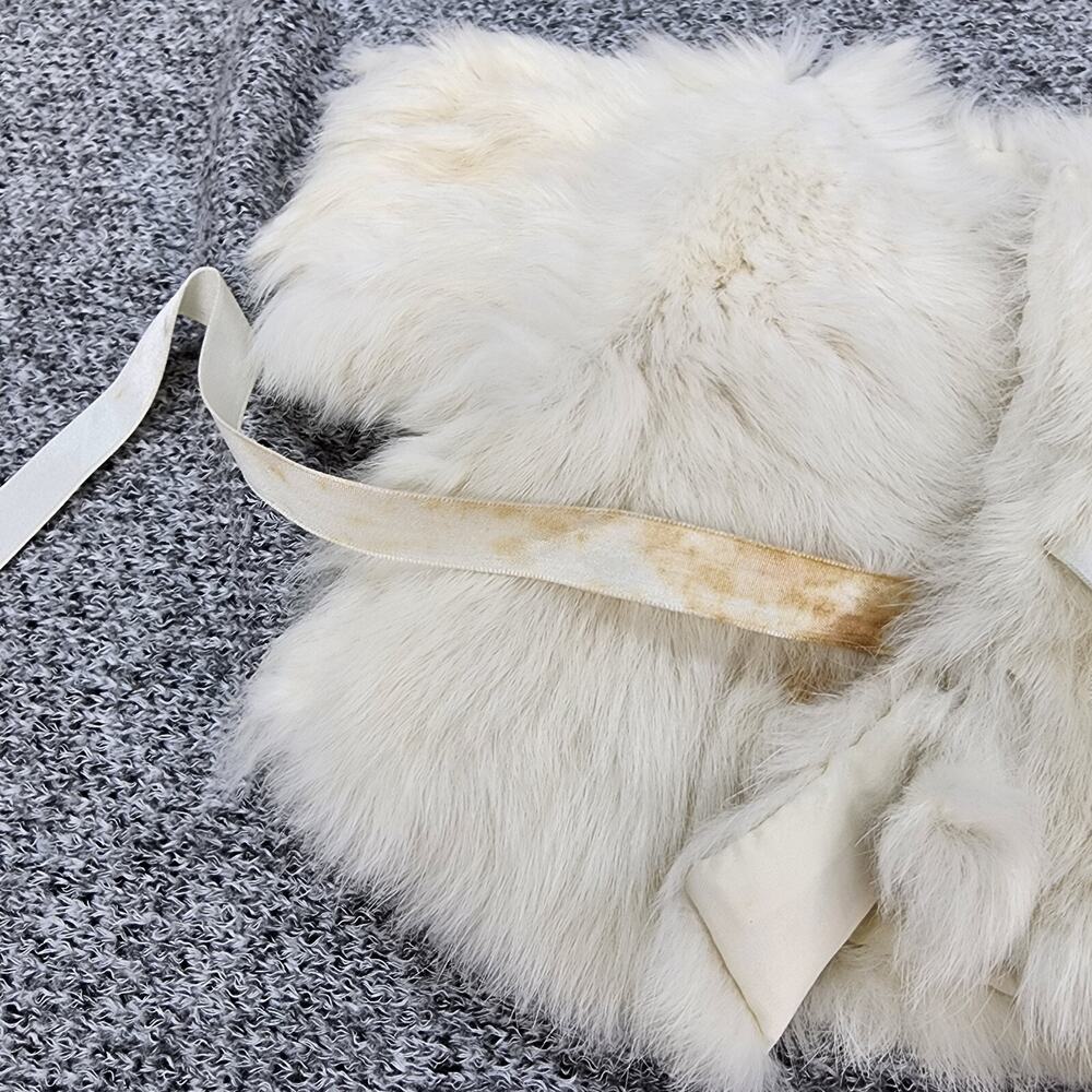 Vintage White Rabbit Fur DOLL COAT Lined Made in Taiwan R.O.C Fits Cabbage Patch - Picture 6 of 9
